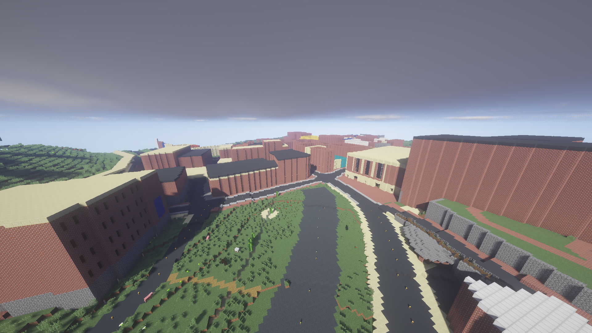 Downtown Staunton skyline in Minecraft