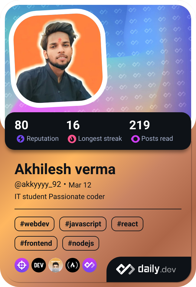 Akhilesh verma's Dev Card