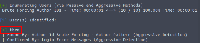 User Enumeration results