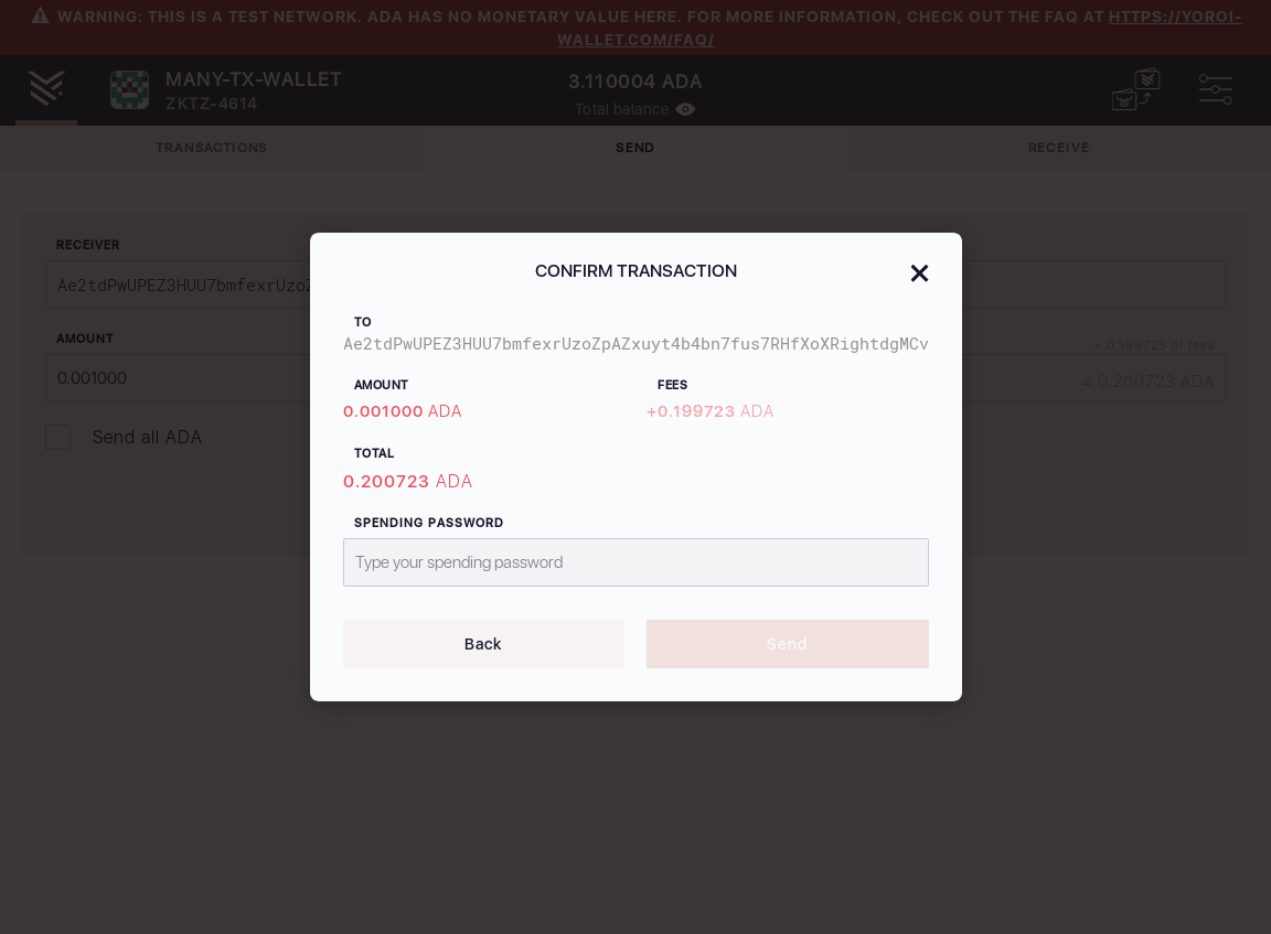 CONFIRM TRANSACTION Pop up displays properly IT48/7_69-I click on the next button in the wallet send form.png