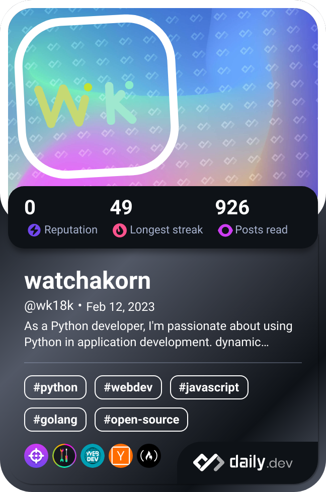 watchakorn's Dev Card