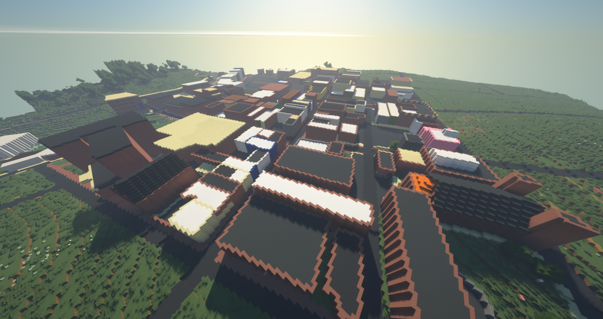 Downtown Staunton skyline in Minecraft