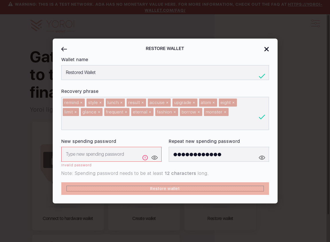 Wallet cant be restored without entering password IT26/8_102-I click the Restore Wallet button.png