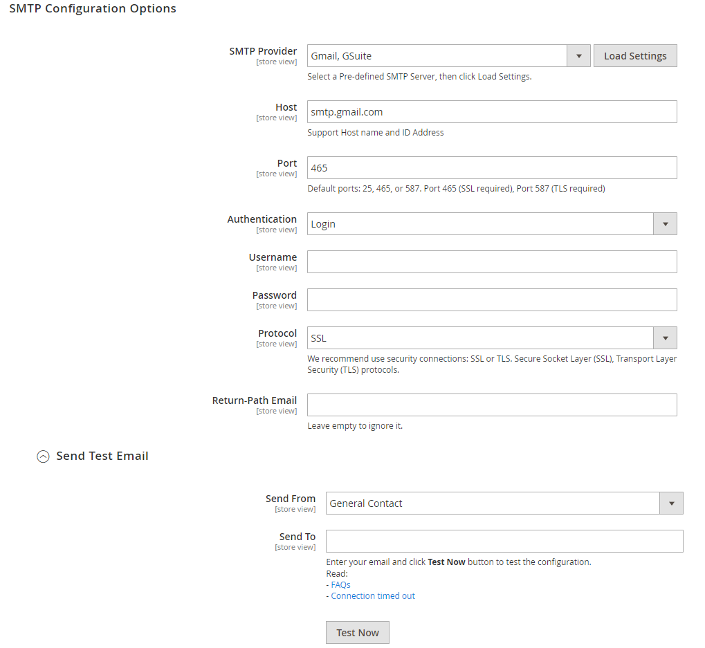 smtp configuration