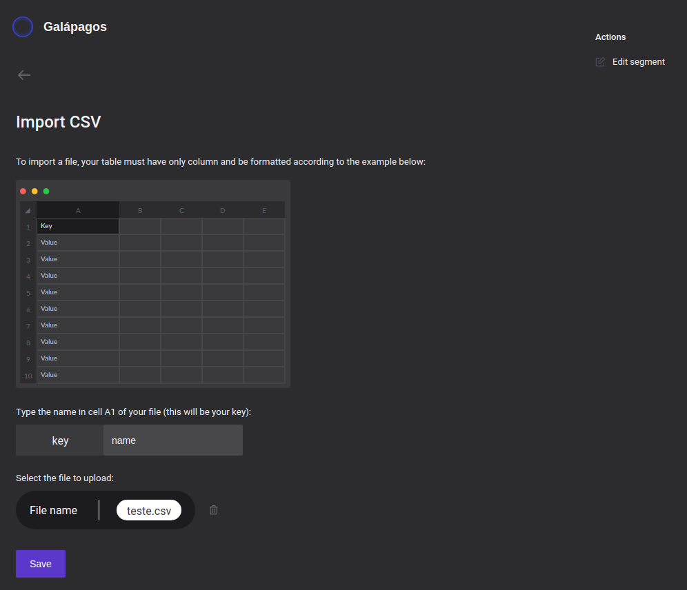 Example of CSV importation