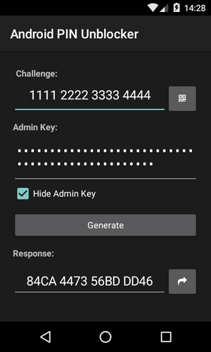 Android PIN Unblocker running on Android.