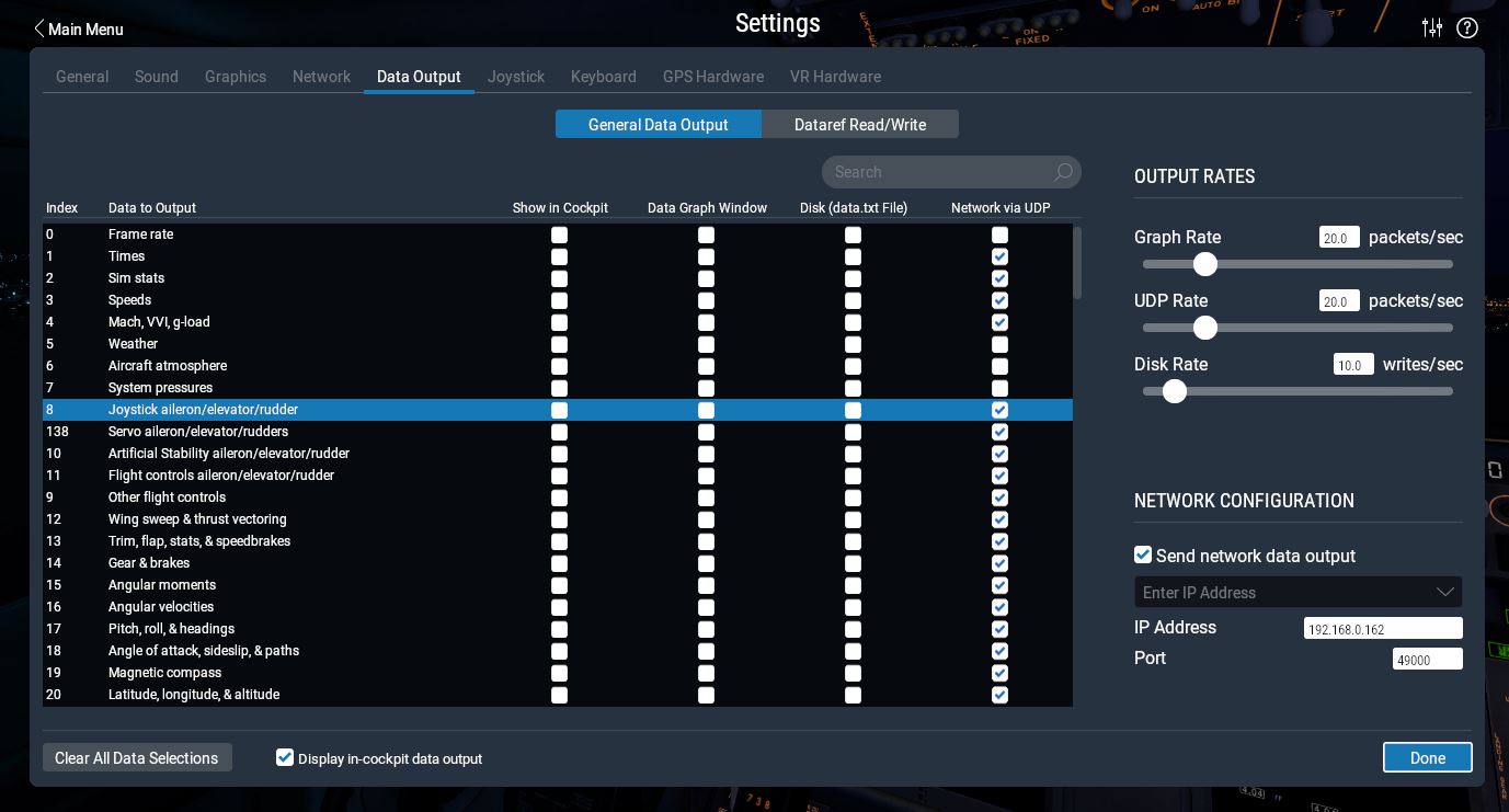 x-plane data output