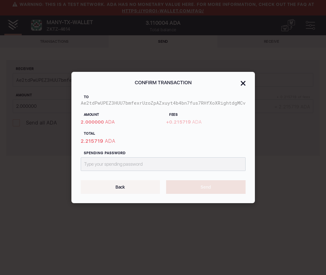 User can send funds from one Yoroi wallet to another IT54/8_29-I see send money confirmation dialog.png