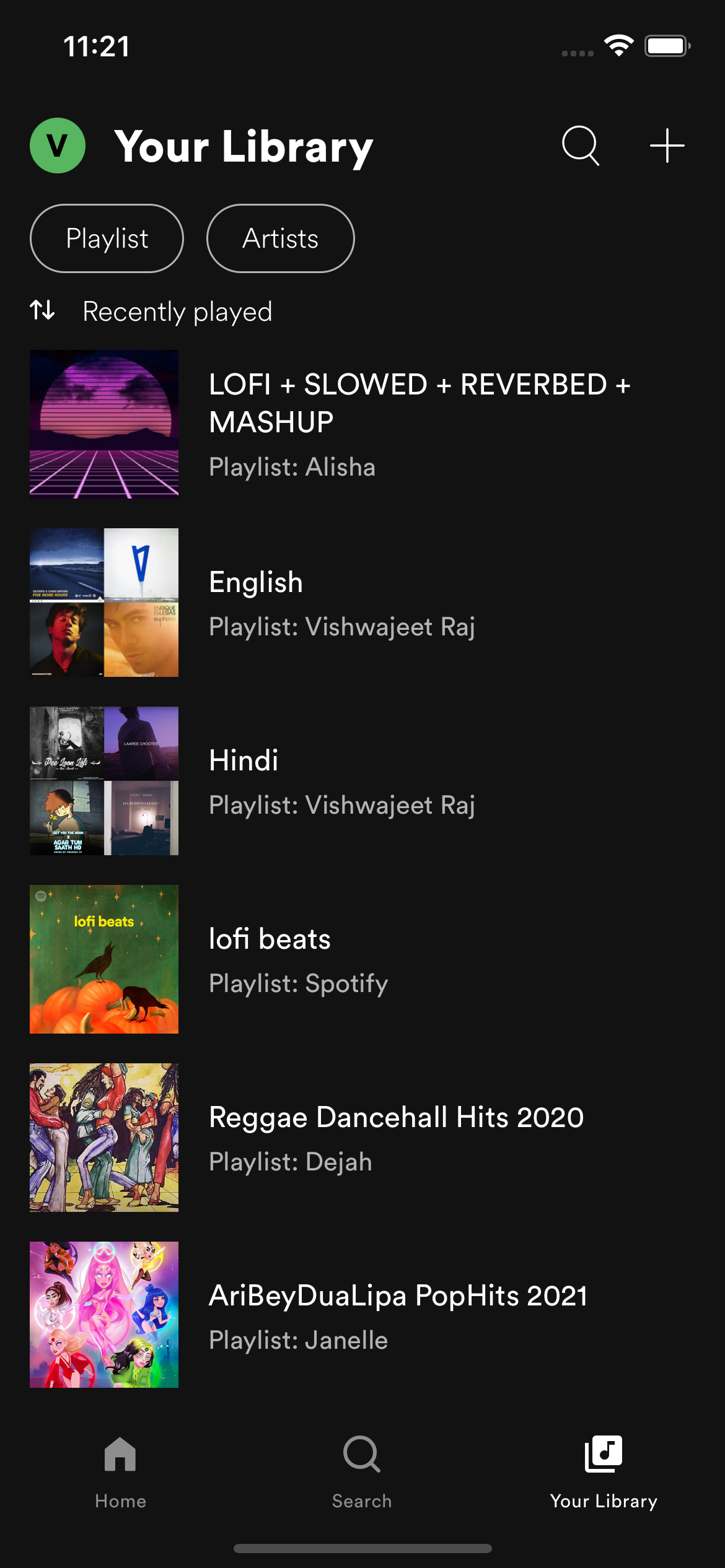 Spotify Library Screen