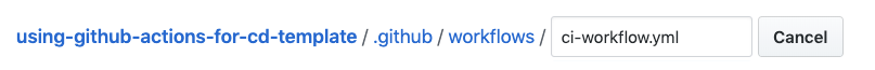 screenshot of file title as `.github/workflows/ci-workflow.yml