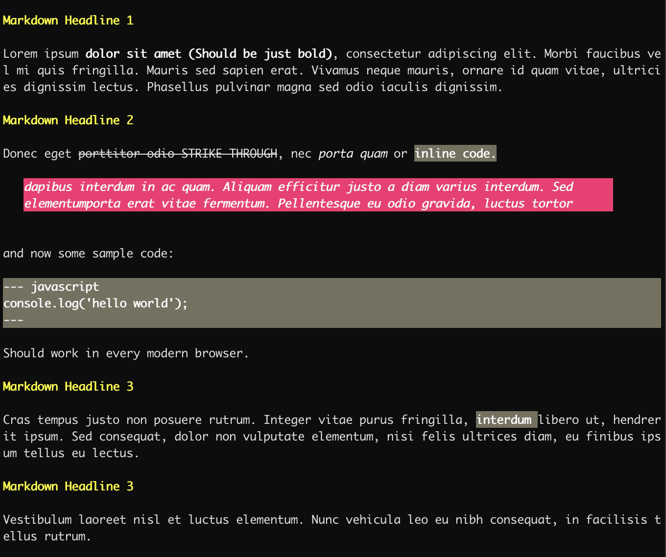 Sample Console Output