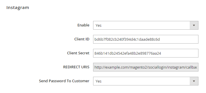Magento 2 social login with instagram sign in button