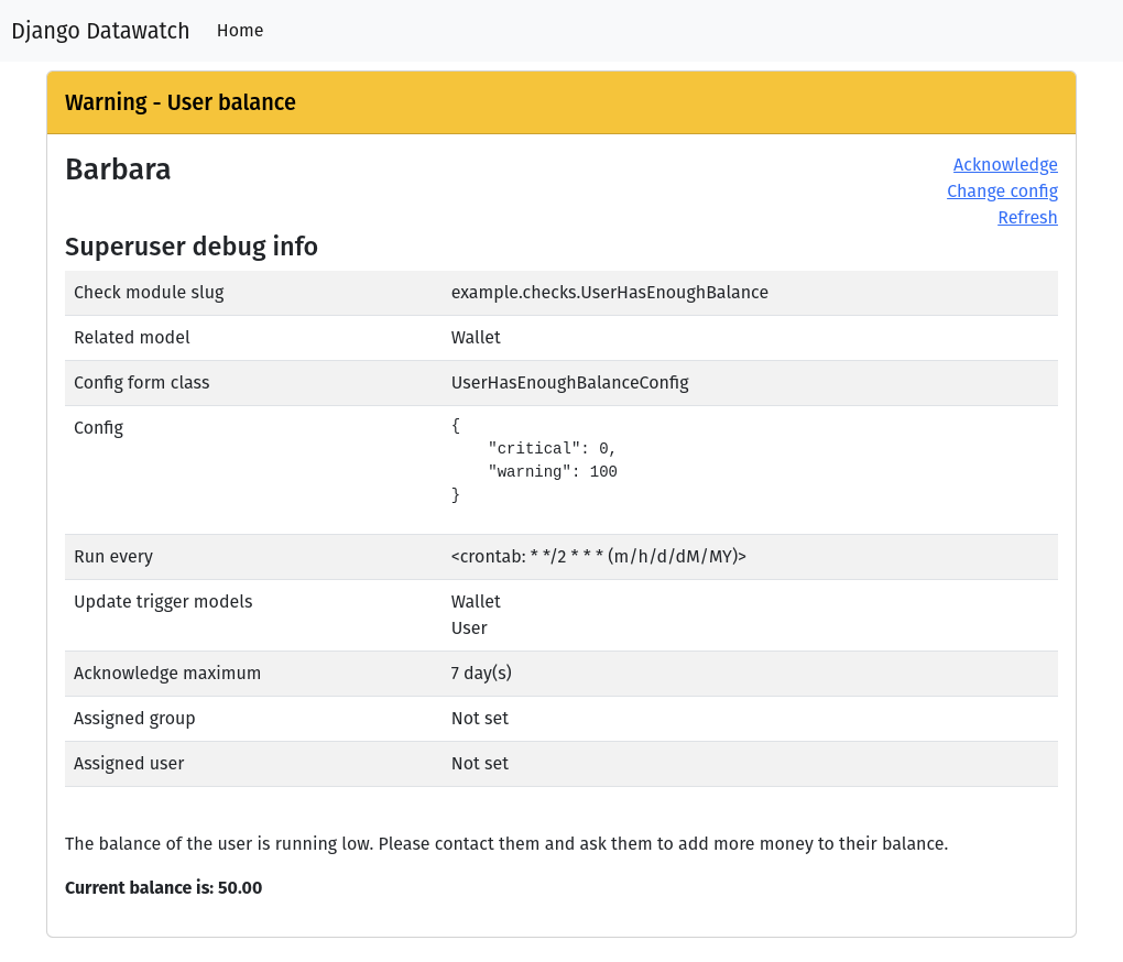 Django Datawatch detail view