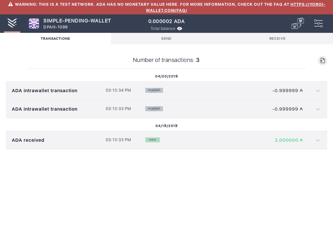 Open the tx history of an already loaded wallet IT105/5_55-I see the transactions summary.png