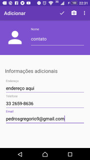 Tela de inserção de contato