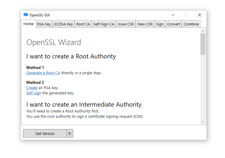 OpenSSL Wizard running on Windows 10.