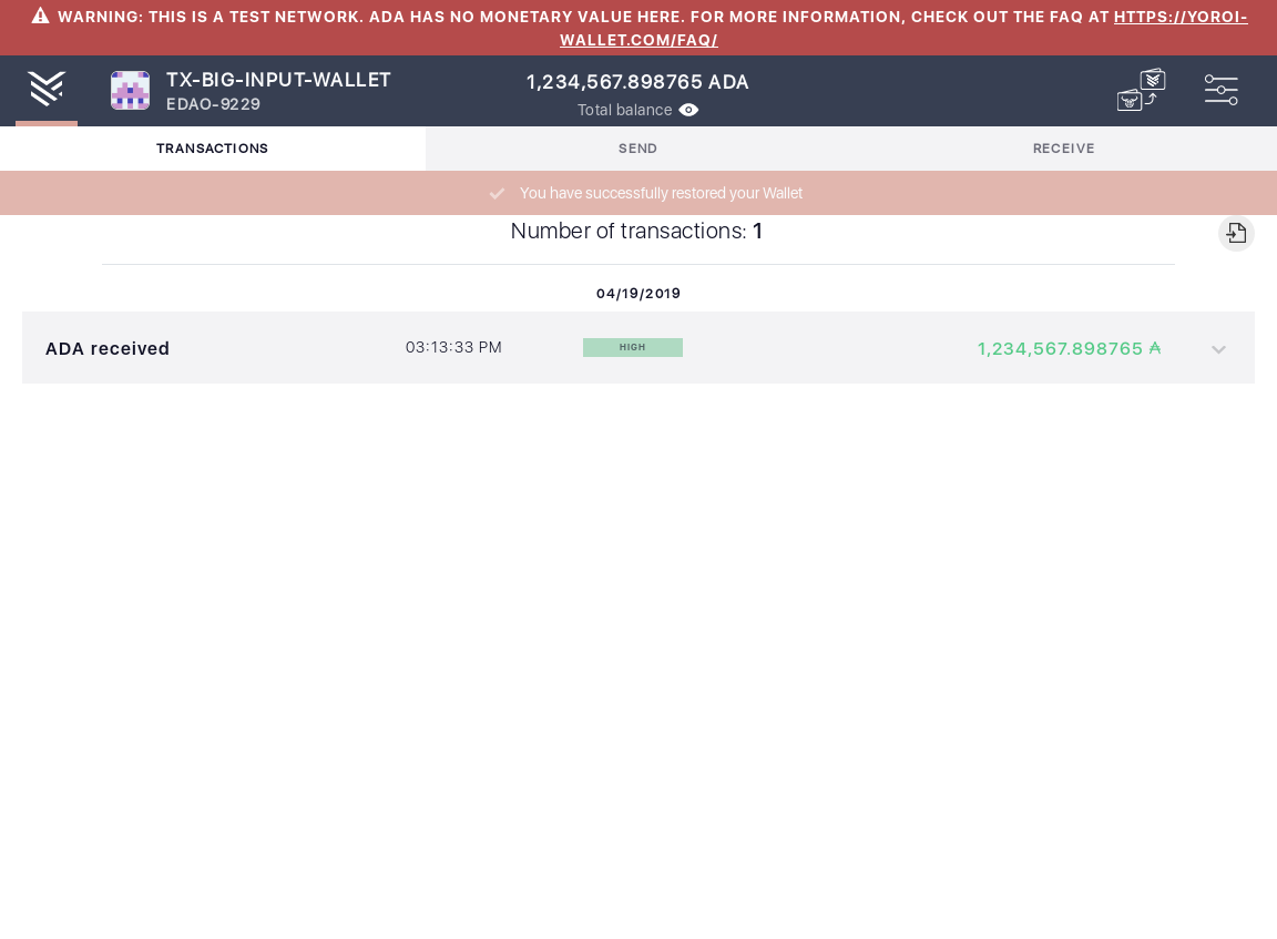 Open the tx history of a wallet with a big input tx IT104/3_48-I see the transactions summary.png