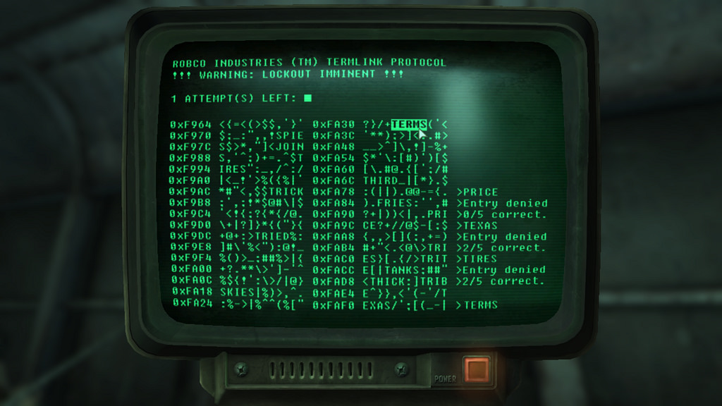 Example of a Fallout terminal