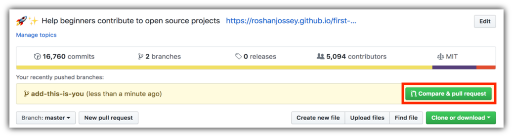 Erstelle einen pull request