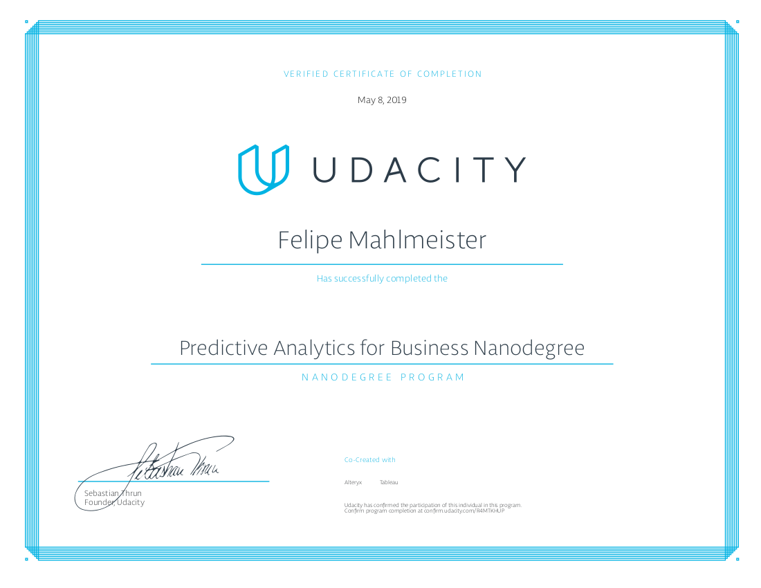 Udacity Predictive Analytics for Business Nanodegree