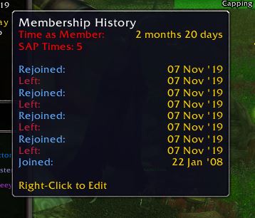 The Same applies for player membership histories