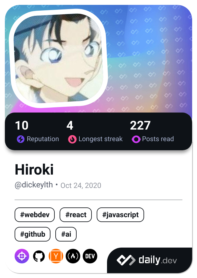 Hiroki's Dev Card