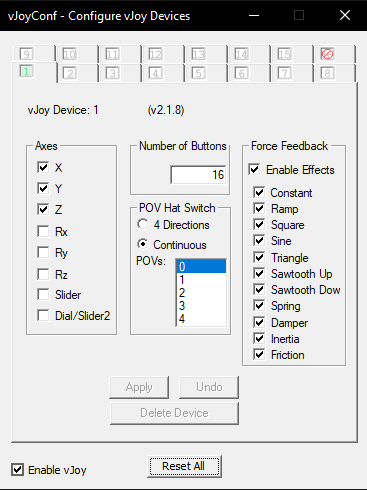 Example vJoy conf