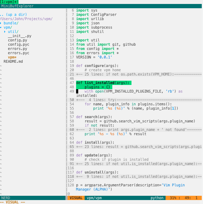 FlatUI with Python + NERDTree