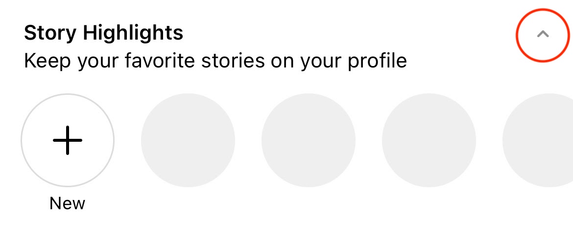 A screenshot of the Instagram Stories Highlights feature before you've created any highlights.