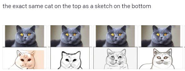 exact same cat at the top as a sketch in the bottom