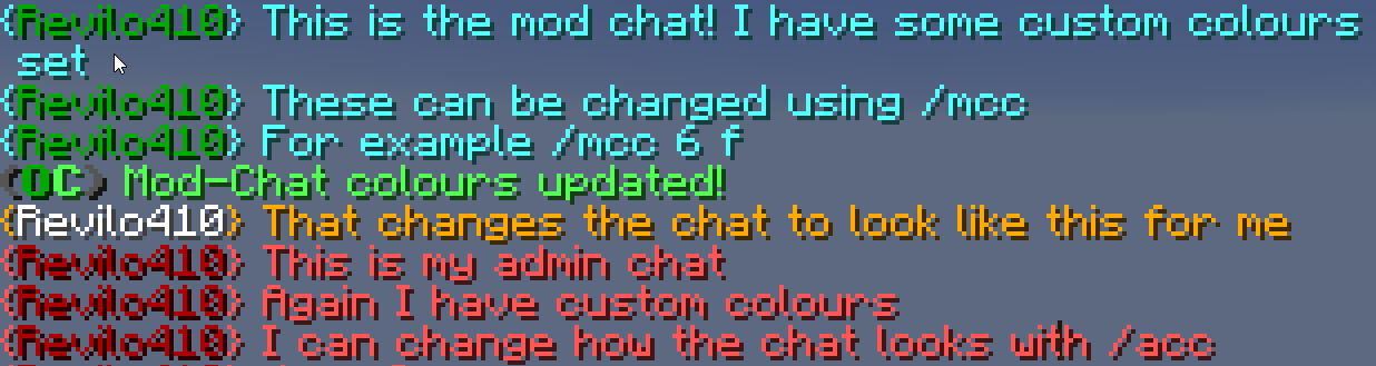 Example of changing chat colours in game