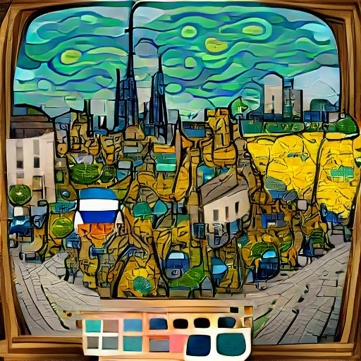 cityscape in the style of Van Gogh