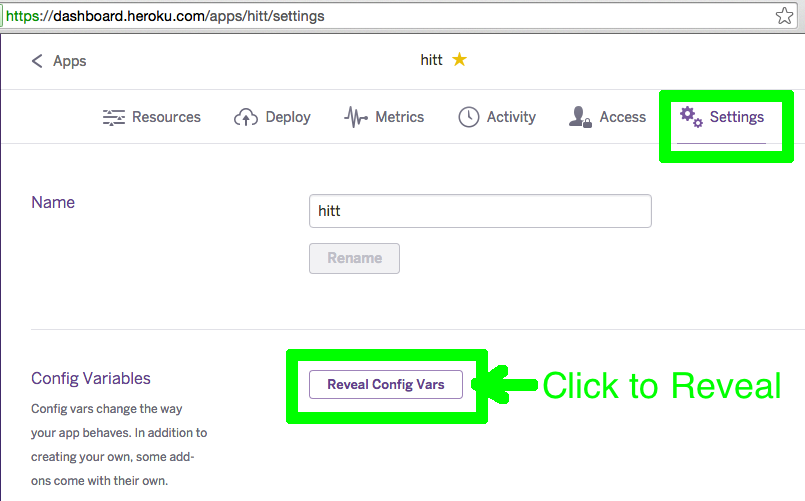 heroku reveal config vars